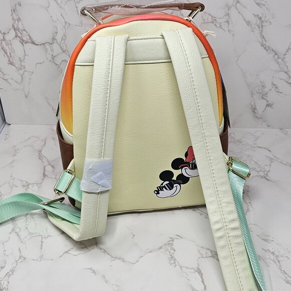 NWT Loungefly Disney Parks Mickey and Minnie Mouse Beach Sunset Mini Backpack - Picture 5 of 8